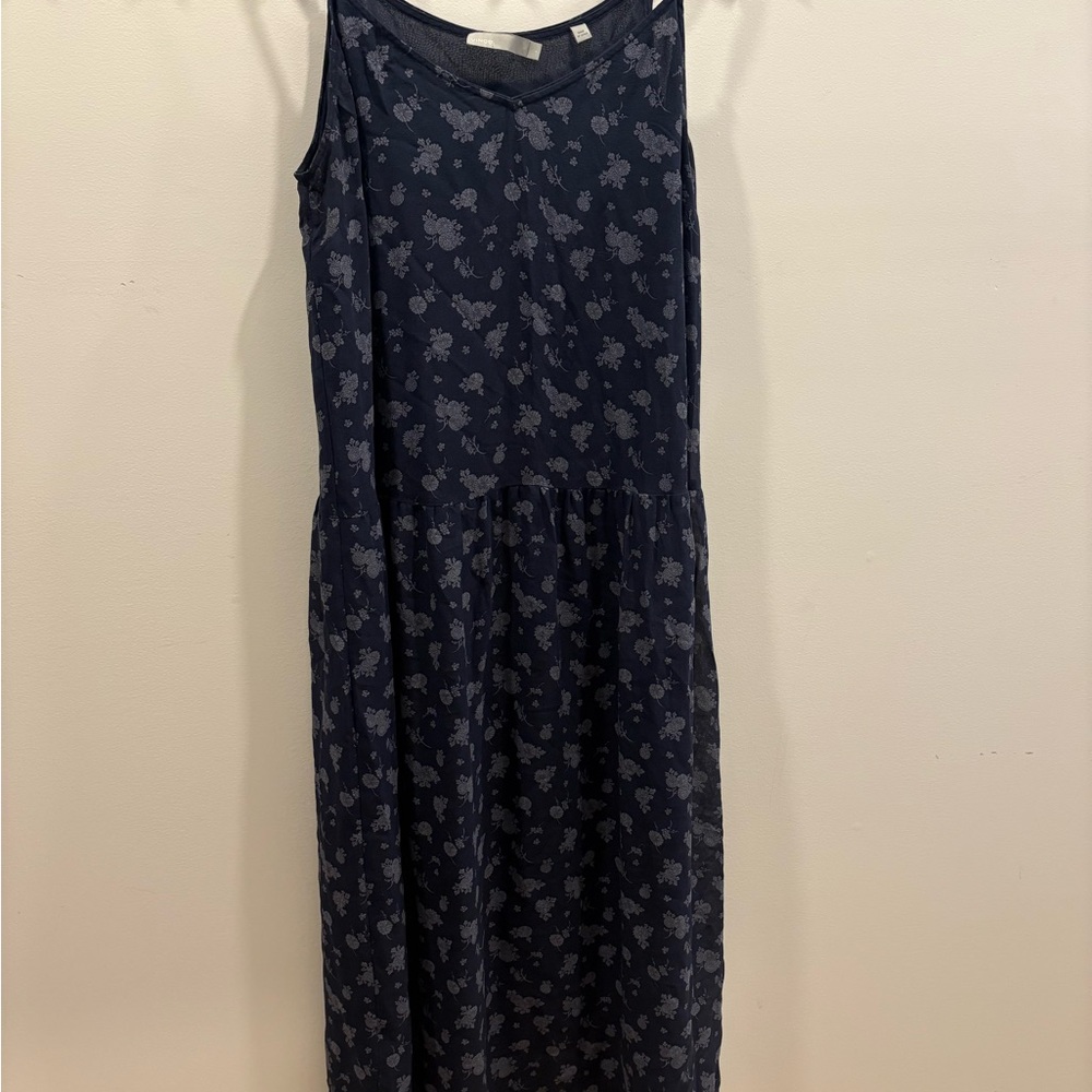 Vince Navy Floral Midi Dress